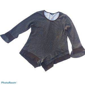 ANNABELLE Womens M Sweatshirt Chocolate Brown Long Sleeve Shark bite Hem